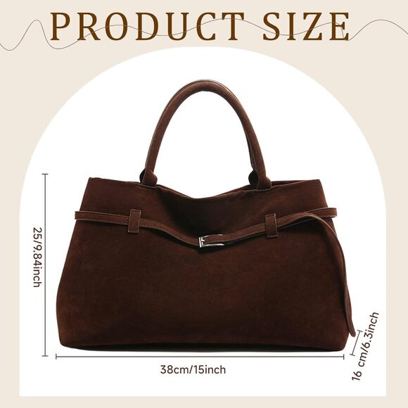 Faux Suede Bags for Women Large Slouchy Hobo Tote Shoulder Purse Gift - Picture 2 of 6